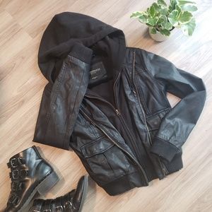 💀 OBEY Propaganda Faux Leather Hooded Jacket